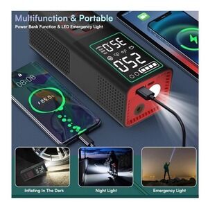 SPREFUFRU S9 Portable Tire InflatorCordless Air Compressor 160PSI Power Bank LED